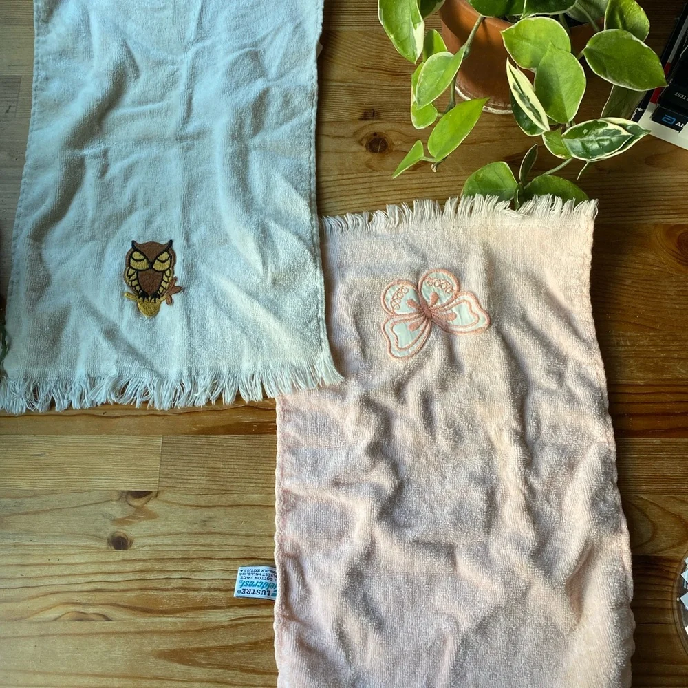 Vintage Owl and Butterfly Towels